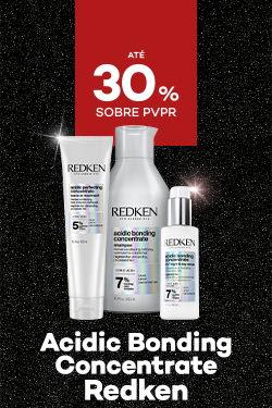 Gama Acidic Bonding Concentrate da marca Redken com destaque promocional de até 30% sobre preço de Venda ao Público Recomendado
